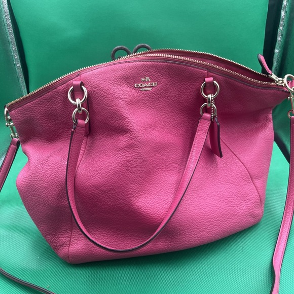 COACH Kelsey Mini Crossbody Satchel Bag Fuchsia Pink Leather 57563 W/ID Tag - Picture 1 of 8